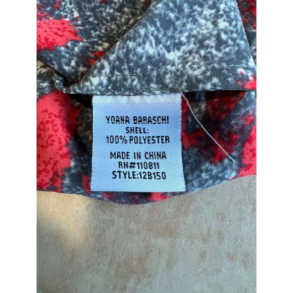 Yoana Baraschi WORN ONCE Printed Faux Wrap Blouse Long Sleeve Gray Red Size XS - Picture 8 of 9